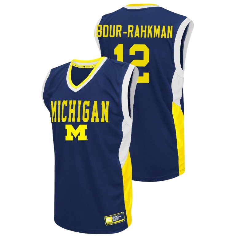 Michigan Wolverines Men's NCAA Muhammad-Ali Abdur-Rahkman #12 Blue Fadeaway College Basketball Jersey TRF1549OD